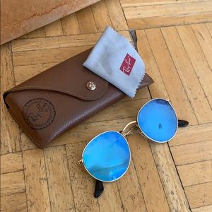 Rayban round flat lens sunglasses with blue lenses